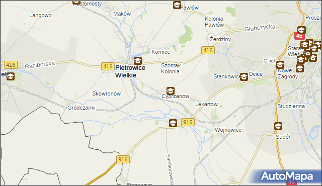 mapa Cyprzanów, Cyprzanów na mapie Targeo