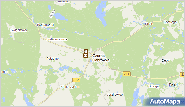 mapa Czarna Dąbrówka powiat bytowski, Czarna Dąbrówka powiat bytowski na mapie Targeo