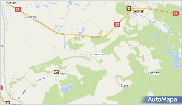 mapa Czarnów gmina Górzyca, Czarnów gmina Górzyca na mapie Targeo