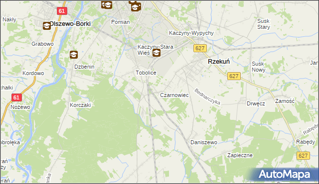 mapa Czarnowiec gmina Rzekuń, Czarnowiec gmina Rzekuń na mapie Targeo