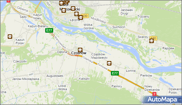 mapa Cząstków Mazowiecki, Cząstków Mazowiecki na mapie Targeo