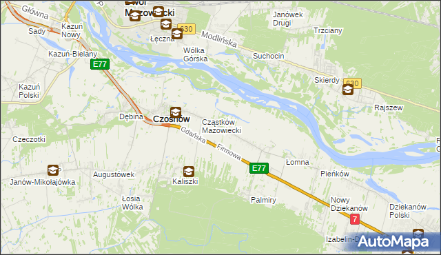 mapa Cząstków Polski, Cząstków Polski na mapie Targeo