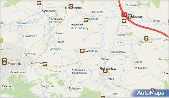 mapa Czelatyce, Czelatyce na mapie Targeo