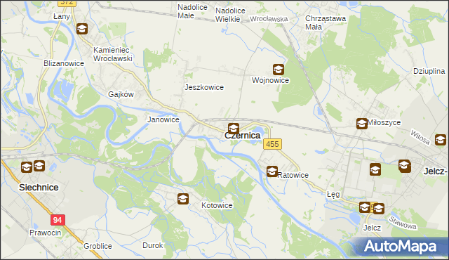 mapa Czernica powiat wrocławski, Czernica powiat wrocławski na mapie Targeo