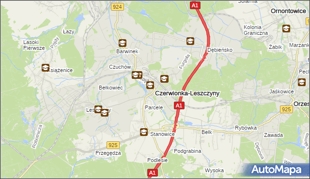 mapa Czerwionka-Leszczyny, Czerwionka-Leszczyny na mapie Targeo