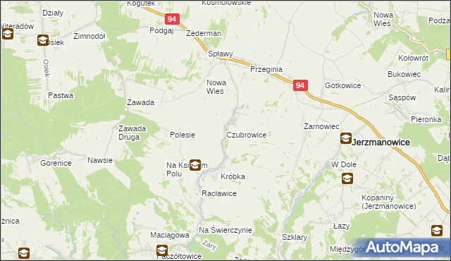 mapa Czubrowice, Czubrowice na mapie Targeo