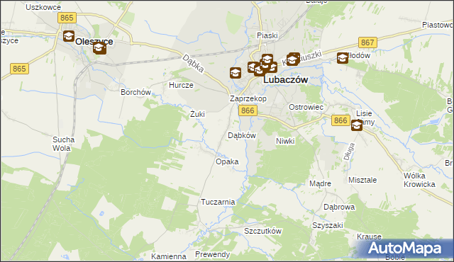 mapa Dąbków, Dąbków na mapie Targeo