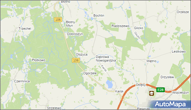 mapa Dąbrowa Nowogardzka, Dąbrowa Nowogardzka na mapie Targeo