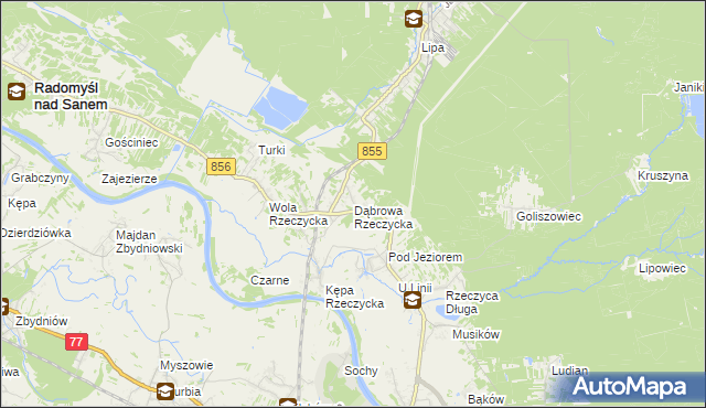 mapa Dąbrowa Rzeczycka, Dąbrowa Rzeczycka na mapie Targeo