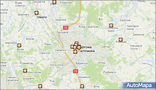 mapa Dąbrowa Tarnowska, Dąbrowa Tarnowska na mapie Targeo