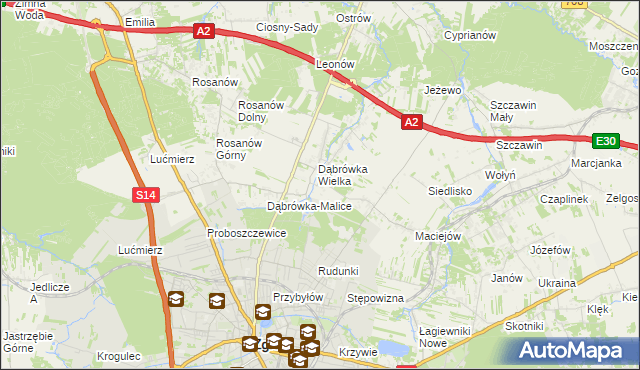 mapa Dąbrówka-Sowice, Dąbrówka-Sowice na mapie Targeo