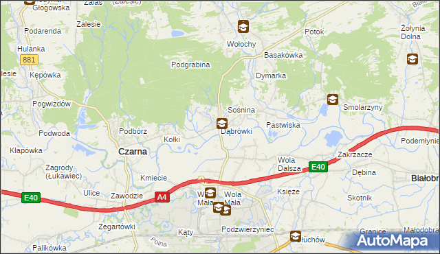 mapa Dąbrówki gmina Czarna, Dąbrówki gmina Czarna na mapie Targeo