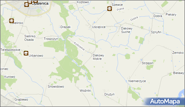 mapa Dakowy Mokre, Dakowy Mokre na mapie Targeo
