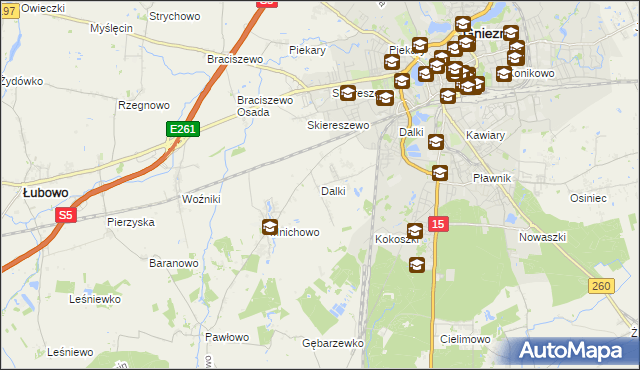 mapa Dalki, Dalki na mapie Targeo