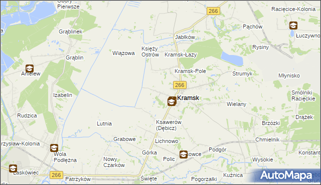 mapa Dębicz gmina Kramsk, Dębicz gmina Kramsk na mapie Targeo