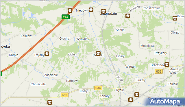 mapa Dębinki gmina Zabrodzie, Dębinki gmina Zabrodzie na mapie Targeo