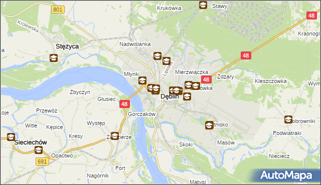 mapa Dęblin, Dęblin na mapie Targeo