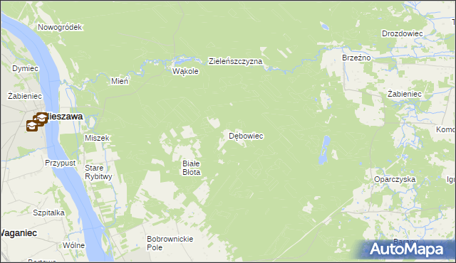 mapa Dębowiec gmina Bobrowniki, Dębowiec gmina Bobrowniki na mapie Targeo