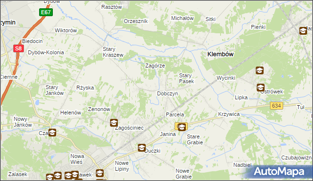 mapa Dobczyn gmina Klembów, Dobczyn gmina Klembów na mapie Targeo