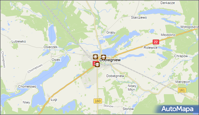 mapa Dobiegniew powiat strzelecko-drezdenecki, Dobiegniew powiat strzelecko-drezdenecki na mapie Targeo