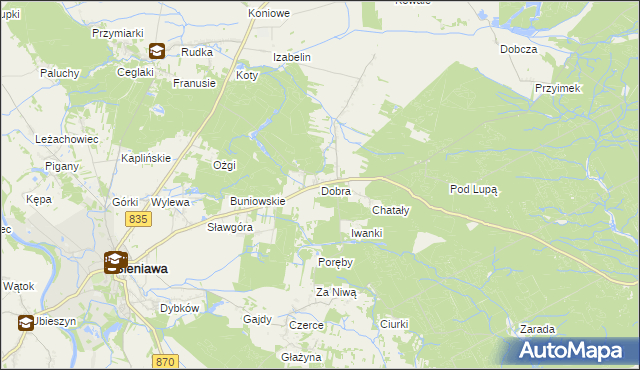 mapa Dobra gmina Sieniawa, Dobra gmina Sieniawa na mapie Targeo