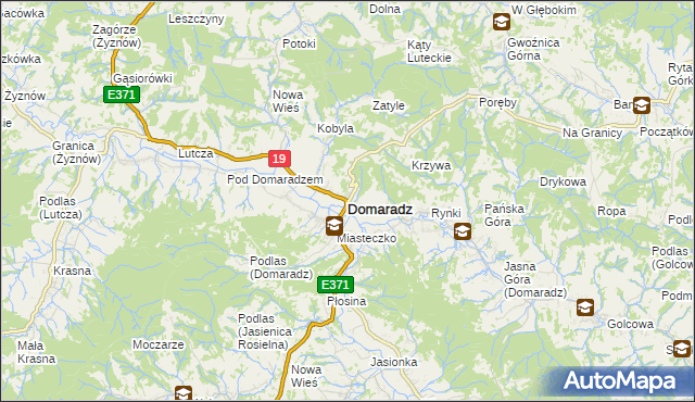 mapa Domaradz powiat brzozowski, Domaradz powiat brzozowski na mapie Targeo