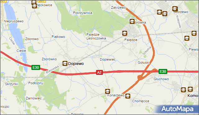 mapa Dopiewiec, Dopiewiec na mapie Targeo