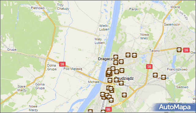 mapa Dragacz, Dragacz na mapie Targeo