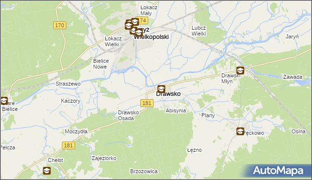 mapa Drawsko, Drawsko na mapie Targeo