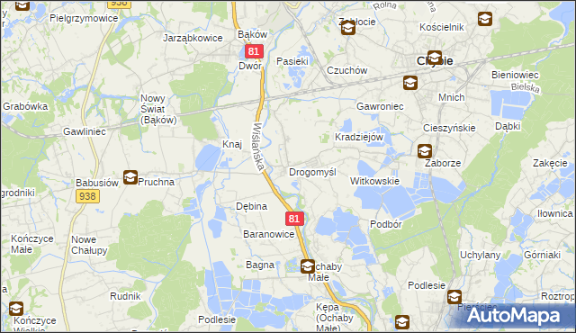 mapa Drogomyśl, Drogomyśl na mapie Targeo