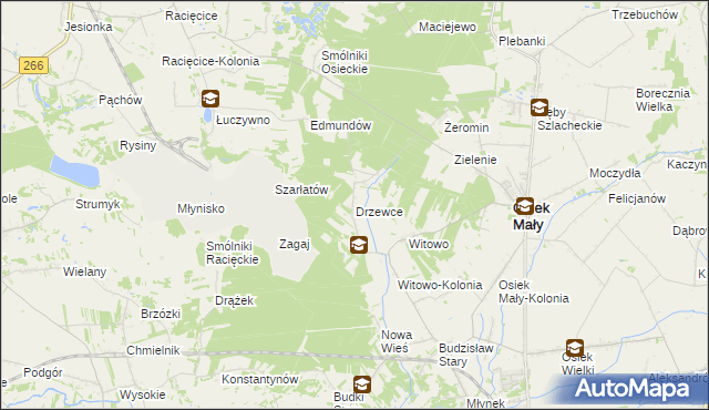 mapa Drzewce gmina Osiek Mały, Drzewce gmina Osiek Mały na mapie Targeo