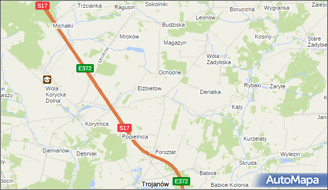 mapa Dudki gmina Trojanów, Dudki gmina Trojanów na mapie Targeo