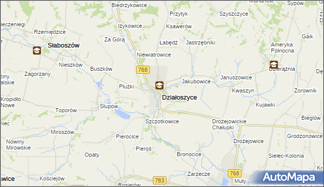 mapa Działoszyce, Działoszyce na mapie Targeo