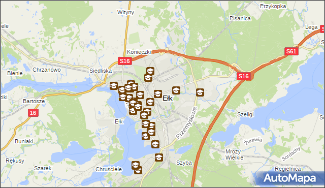 mapa Ełku, Ełk na mapie Targeo