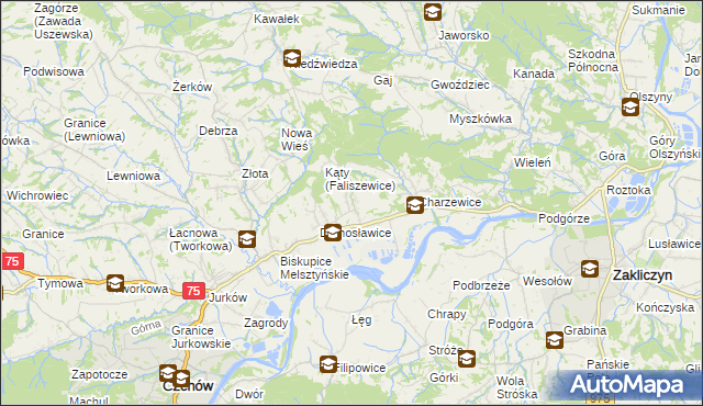 mapa Faliszewice, Faliszewice na mapie Targeo