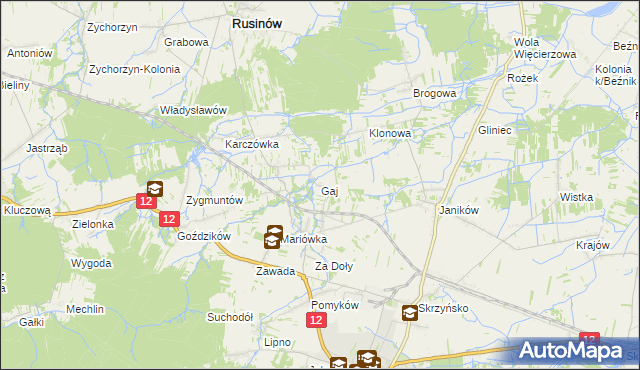 mapa Gaj gmina Przysucha, Gaj gmina Przysucha na mapie Targeo