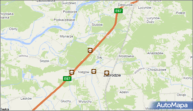 mapa Gaj gmina Zabrodzie, Gaj gmina Zabrodzie na mapie Targeo