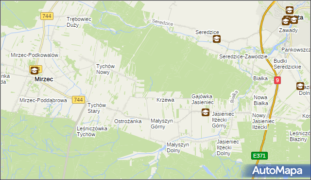 mapa Gajówka Krzewa, Gajówka Krzewa na mapie Targeo