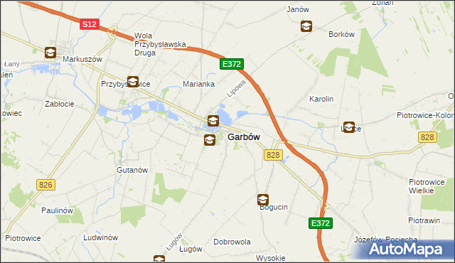 mapa Garbów powiat lubelski, Garbów powiat lubelski na mapie Targeo