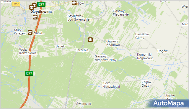 mapa Gąsawy Rządowe-Niwy, Gąsawy Rządowe-Niwy na mapie Targeo