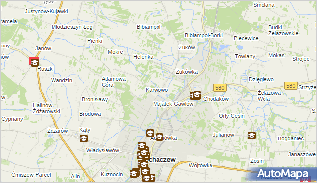 mapa Gawłów gmina Sochaczew, Gawłów gmina Sochaczew na mapie Targeo