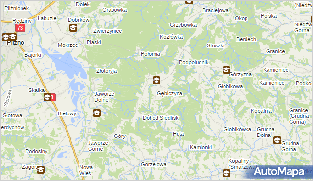 mapa Gębiczyna, Gębiczyna na mapie Targeo