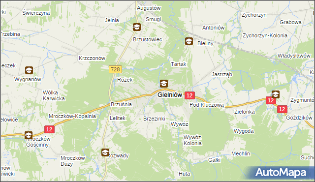 mapa Gielniów, Gielniów na mapie Targeo