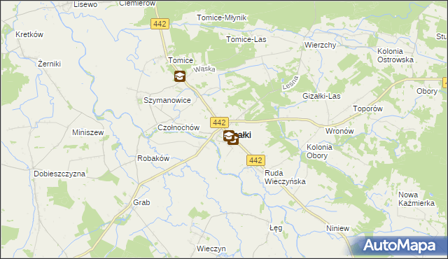 mapa Gizałki, Gizałki na mapie Targeo