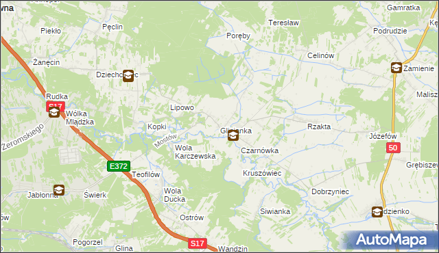 mapa Glinianka gmina Wiązowna, Glinianka gmina Wiązowna na mapie Targeo