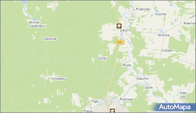 mapa Glinki gmina Lidzbark, Glinki gmina Lidzbark na mapie Targeo