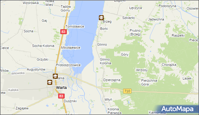 mapa Glinno Kolonia, Glinno Kolonia na mapie Targeo