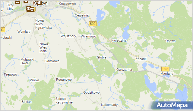 mapa Głobie, Głobie na mapie Targeo