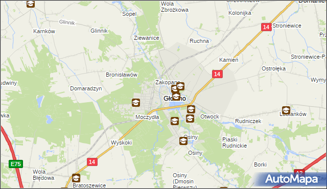 mapa Głowno, Głowno na mapie Targeo