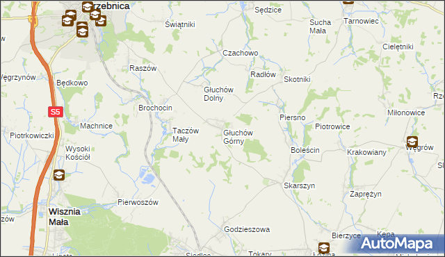 mapa Głuchów Górny, Głuchów Górny na mapie Targeo